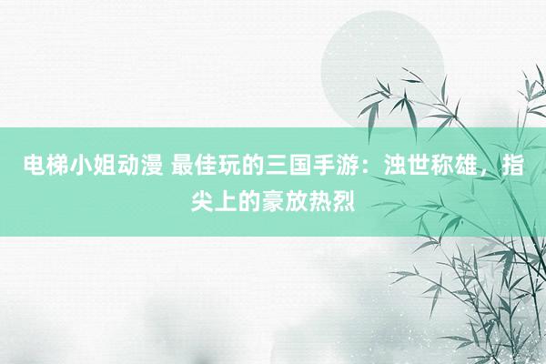 电梯小姐动漫 最佳玩的三国手游：浊世称雄，指尖上的豪放热烈