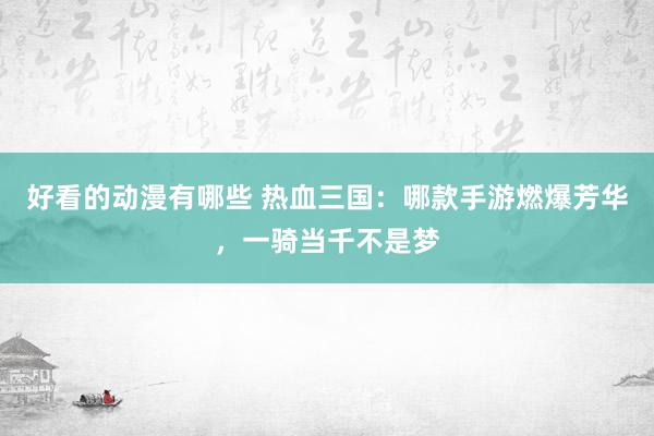 好看的动漫有哪些 热血三国：哪款手游燃爆芳华，一骑当千不是梦