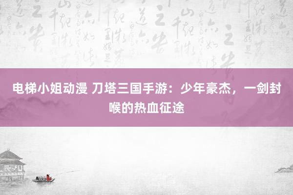 电梯小姐动漫 刀塔三国手游：少年豪杰，一剑封喉的热血征途