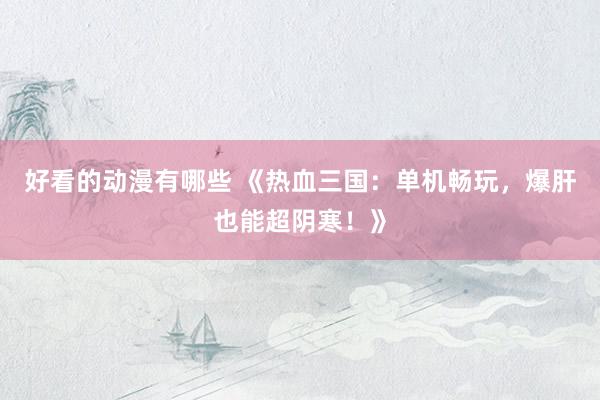 好看的动漫有哪些 《热血三国：单机畅玩，爆肝也能超阴寒！》