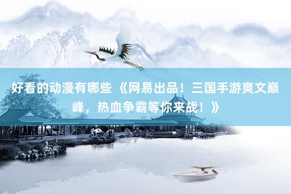好看的动漫有哪些 《网易出品！三国手游爽文巅峰，热血争霸等你来战！》
