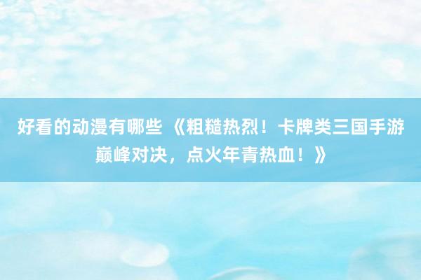 好看的动漫有哪些 《粗糙热烈！卡牌类三国手游巅峰对决，点火年青热血！》