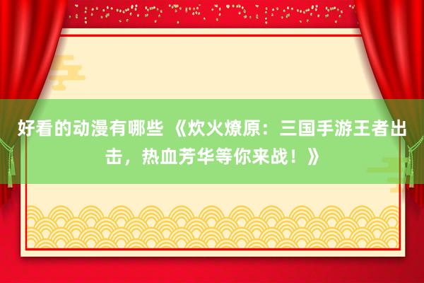 好看的动漫有哪些 《炊火燎原：三国手游王者出击，热血芳华等你来战！》